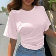 thumbnail image 1 of TYGHBN Women Korean Design Sense Round Neck Sleeve Short Sleeve T Shirt Women's New Summer All Matching Solid Color Loose Top Athletic V Neck Shirts Women Womens Athletic Tops Short Sleeve Tech, 1 of 5