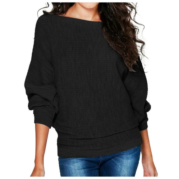 TYGHBN Women Lady's Long Sleeve Solid T-Shirt Batwing Sleeve Loose Sweater Top Long Sleeve Comfort Long Sleeve Women Fit T Shirts Woman's Summer Tops T Shirts Women Shirt Women Casual Womens Tops