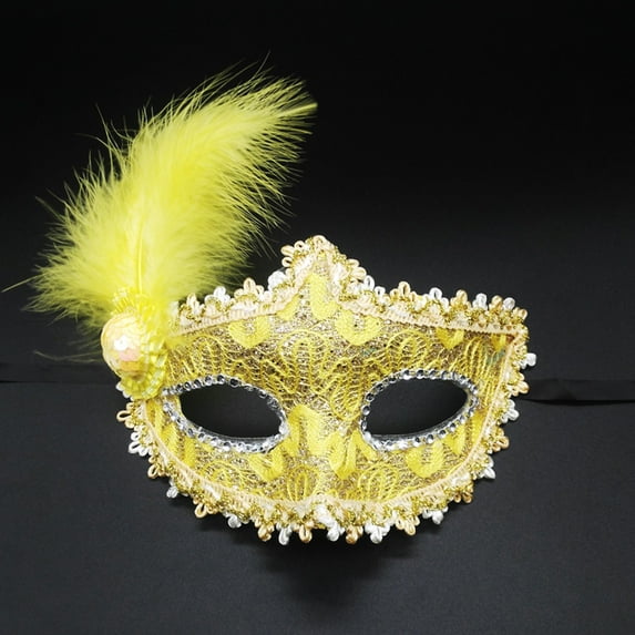 TYGHBN Women Makeup Dance Face Guard Painted with Gold Powder Cornered Half Face Carnival Party Face Guard
