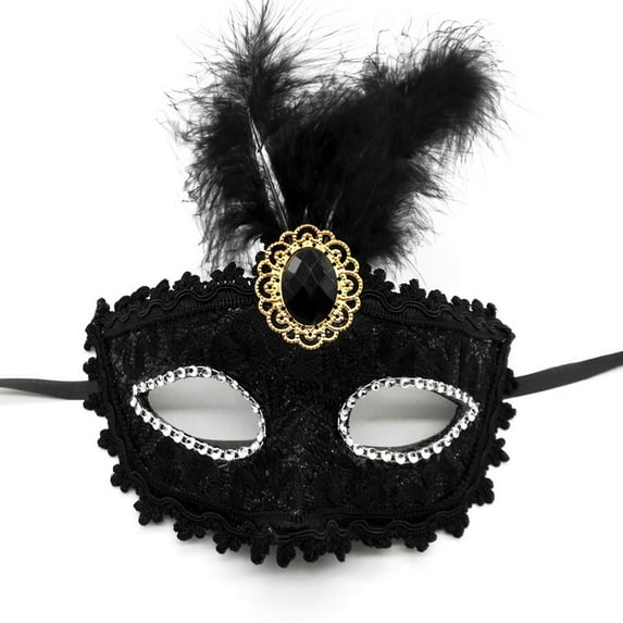 TYGHBN Women Makeup Dance Face Guard Painted with Gold Powder Cornered Half Face Carnival Party Face Guard