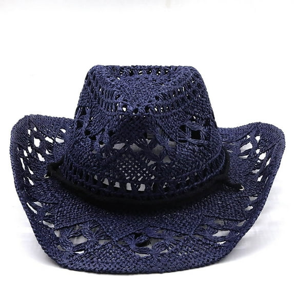 TYGHBN Headhunter Hat Visors Women Solar Hats for Men Women Men Summer Western Cowboy Hat Shapeable Straw Hat Hollowed Out Sun Hat