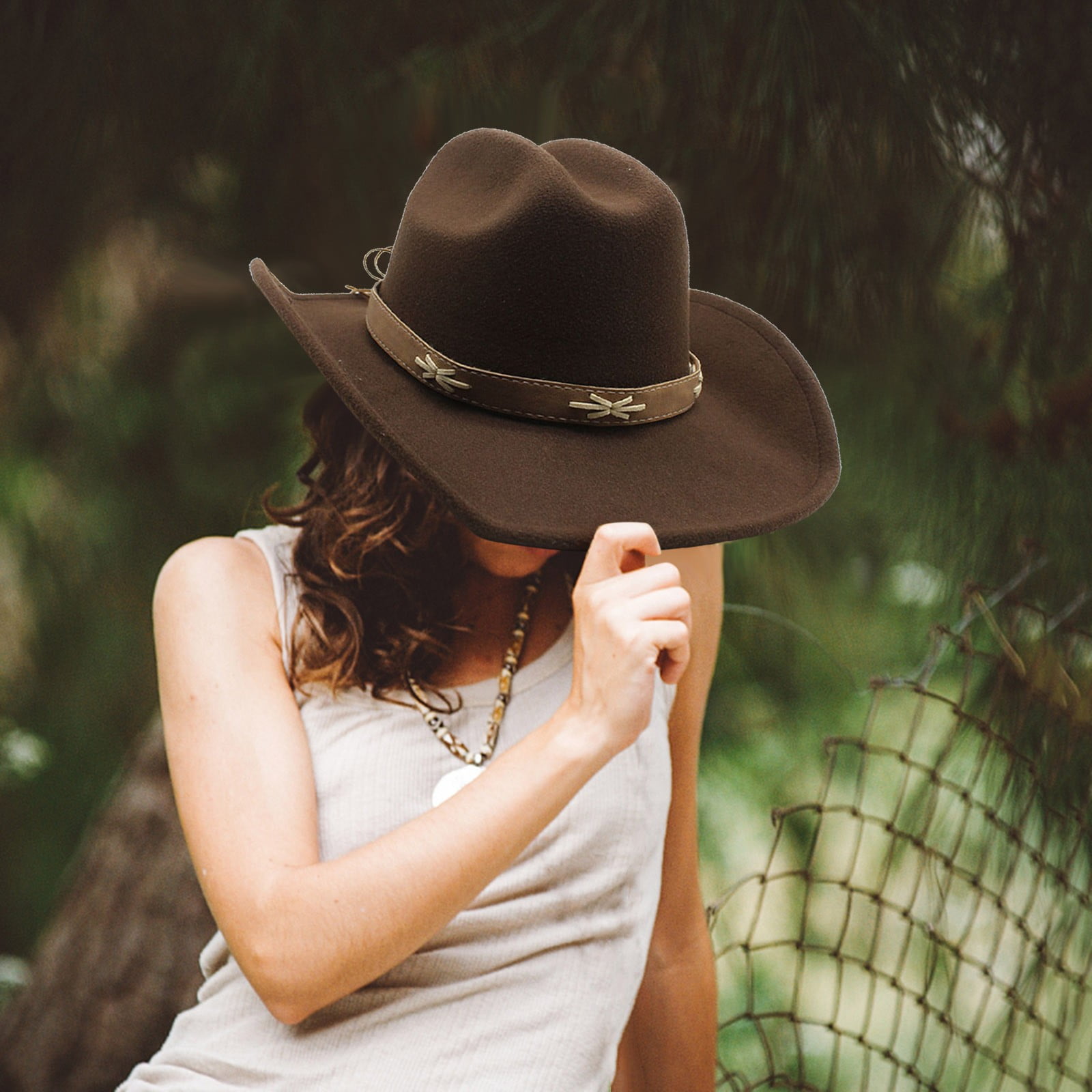 Shapeable Wide Brim Felt Cowboy Hat for Western Outfits Women-Classic-Western-Cowboy-Shapeable-Hat - Men-Roll-Up  main image 3