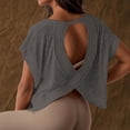 thumbnail image 1 of TYGHBN Women Open Back Workout Top Oversized Workout T Shirts Backless Athletic Shirt Short Sleeve Baby Tee Long Shirt Women Short Sleeve Athletic Shirt Tops Women Casual Women Shirts Large Women's, 1 of 5