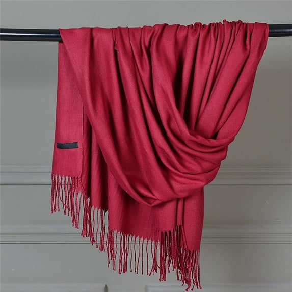 TYGHBN Women Pashmina Scarf Soft Solid Plain Shawl Wrap Fashion Warm Neck with Fringes Scarves Women Winter Southwest Wool Scarf Silk Fashion Head Scarf Scarf for Women Warm Scarf Outfit Fashion