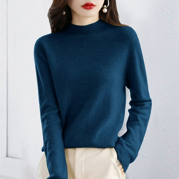 TYGHBN Women Pure Long Sleeve Crew Neck Soft Warm Pullover Knit Fall Winter Thermal Tops for Women Long Sleeve for Cold Weather Thermal for Women Top Long Underwear Women Top Thermal Men Set Neck