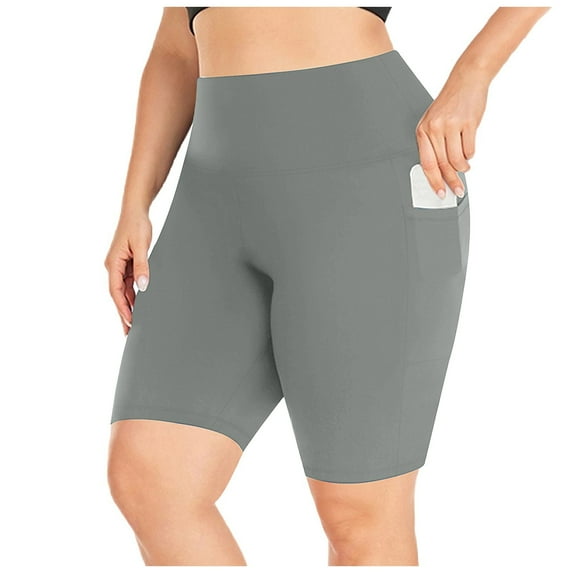 TYGHBN Women Shorts Plus Size High Waist Workout Athletic Shorts Seamless Lifting Yoga Shorts with Pockets Women plus Size Leggings 3x Knee Length Leggings for Women with Pockets Stretch Work Pants