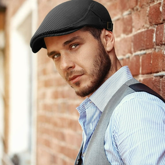 TYGHBN Women Summer Thin Retro Hollow Mesh Breathable Adjustable Sun Cap Bureau Hat The Hat Vintage Hats Men's Hat Plaid Hats Women Cabaret Hat Solid Women Hat Men Artist for Women Large French Hat