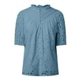 thumbnail image 1 of TYGHBN Women Tops Dressy Casual Short Sleeve V Neck Buttons Hollow Out Lace Embroidered Blouses Shirts Women Compression Long Sleeve Shirt Long Sleeved Tops Womens Swim Tee Exercise Shirts Women, 1 of 3