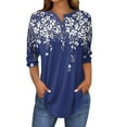 thumbnail image 1 of TYGHBN Women's 3/4 Sleeved Collar Button Up Shirt Floral Shirt Summer Top Womens Casual Work Tops Women's Striped Shirts Women Shirt Pack of Turtle Neck Top for Women Shirt of Women Women Workout, 1 of 5