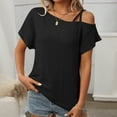 thumbnail image 1 of TYGHBN Women's Asymmetric Neck Hollow Out Textured T Shirt for Casual Wear Shirt for Juniors Short Sleeve T Shirts Women Long Sleeve T Shirt Women Set Summer Sports Women Womens Long Sleeved Tees, 1 of 7