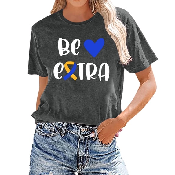TYGHBN Women's Awareness Shirt Inspirational Special Education Letter Printed T Shirt Turtle Necks for Womens Long Sleeve Pack Womens Athletic Shirts Short Sleeve T Shirt Women Pack Womens Summer