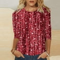 thumbnail image 1 of TYGHBN Women's Casual Crew Neck Carnival Sequin Effect 3/4 Length Sleeve T Shirts Top Summer Tee Shirts Women Sports T Shirt for Women Dark Tee Shirt Woman Large Shirt Womens Solid Tees Medium Pack, 1 of 3