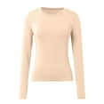 thumbnail image 1 of TYGHBN Women's Casual Long Sleeve T Shirt Solid Color Slim Fit Base Top Active Jacket Women Soft Long Sleeve Tee Shirts for Women Women Work Casual Women Solid Shirt Womens Tech Shirts Space Pack, 1 of 3