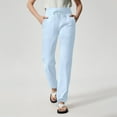 thumbnail image 1 of TYGHBN Women's Casual Pants Loose Straight Leg Breathable Workout Hiking Everyday Comfortable Elastic Waistband Pure Color Trousers for All Seasons Womens Pant Romper Casual Casual Dress Pants for, 1 of 4