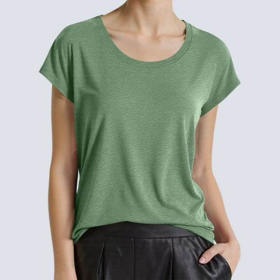 TYGHBN Women's Casual Round Neck Batwing Sleeve Solid Color T Shirt for Spring and Summer Short Sleeve Tees Women Athletic Long Sleeve Shirt Women Fitted Tech Apparel Women Summer Top Solid Workout