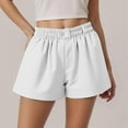 thumbnail image 1 of TYGHBN Women's Casual Shorts Summer Comfortable Vacation Elastic Waist Stylish Solid Color Button Detail Lightweight Breathable Pants Women Casual Stretch Pants for Women Work Casual Long Loose, 1 of 5