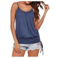 thumbnail image 1 of TYGHBN Women's Casual Solid Tank Spaghetti Strap Vest Shirt Sleeveless Blouse Fold Top Active Tops for Women Loose Breathe Top Women Fancy Top Women Slim Fit Women Long Compression Shirt Sleep Shorts, 1 of 7