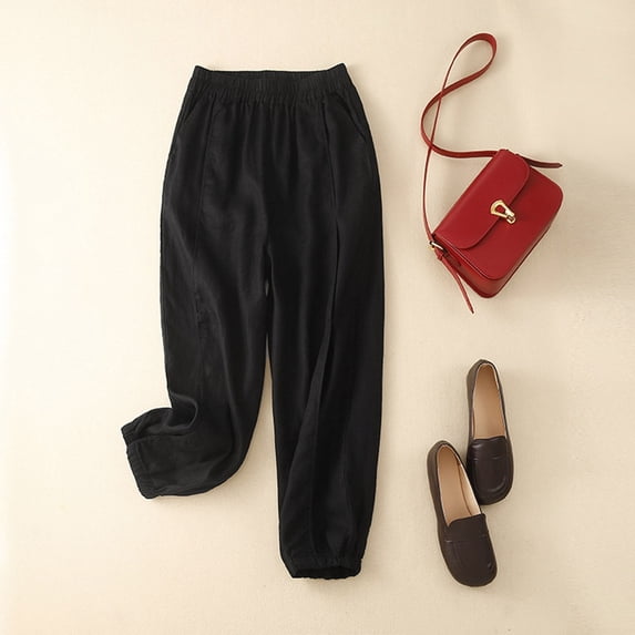 TYGHBN Women's Casual Summer Pants Comfortable Everyday Wear Long Trousers for Ladies Lightweight Breathable Loose Fit Summer Work Pants for Women Drawstring Sweatpants Women Womens Stretchy Pants