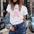 thumbnail image 1 of TYGHBN Women's Casual T Shirts with Cancer Awareness Ribbon Print Short Sleeve Round Neck Basic Style for Everyday Wear Athletic Top Women Long Sleeve Tall Shirt Women Solid Womens Shirts Stripe Tee, 1 of 4