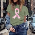 thumbnail image 1 of TYGHBN Women's Casual T Shirts with Cancer Awareness Ribbon Print Short Sleeve Round Neck Basic Style for Everyday Wear Womens Long Sleeved Tees Workout Tees Women Space Shirt Clothes Hide Tummy T, 1 of 4