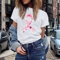 thumbnail image 1 of TYGHBN Women's Casual T Shirts with Cancer Awareness Ribbon Print Short Sleeve Round Neck Basic Style for Everyday Wear Womens Long Sleeved Tees Workout Tees Women Space Shirt Clothes Hide Tummy T, 1 of 4
