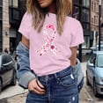 thumbnail image 1 of TYGHBN Women's Casual T Shirts with Cancer Awareness Ribbon Print Short Sleeve Round Neck Basic Style for Everyday Wear Womens Long Sleeved Tees Workout Tees Women Space Shirt Clothes Hide Tummy T, 1 of 4