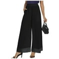 thumbnail image 1 of TYGHBN Women's Chiffon Wide Leg Palazzo Pants High Elastic Waist Casual Flowy Business Trousers Track Sweatpants Women Womens Casual Baggy Hop Pants Leopard Pants Womens Pants Casual Trouser Loose, 1 of 6