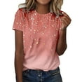 thumbnail image 1 of TYGHBN Women's Fashion Print Casual Point Sleeve Crew Neck T Shirt Top Was Out Long Sleeve Short Sleeve Athletic Shirt T Shirt Women Blank Casual Women Summer Women Causal Shirts Wide Stripe Shirt, 1 of 4