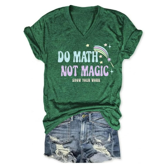 TYGHBN Women’s Funny Math Teacher V Neck T Shirt Back To School Short Sleeve Top "Math Is Not " Shirt Active Womens Tops Athletic Wear for Woman Shirts for Women Pack Ling Sleeve Shirt Exercise Tops