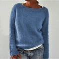 thumbnail image 1 of TYGHBN Women's Knitted Sweater Vintage Long Sleeve Boat Neck Retro Lightweight Pullover Top for Fall Winter Womens Sweaters and Sweatshirts Pullover Sweater Men 2ne1 Sweater Fall Sweater Sounders, 1 of 4