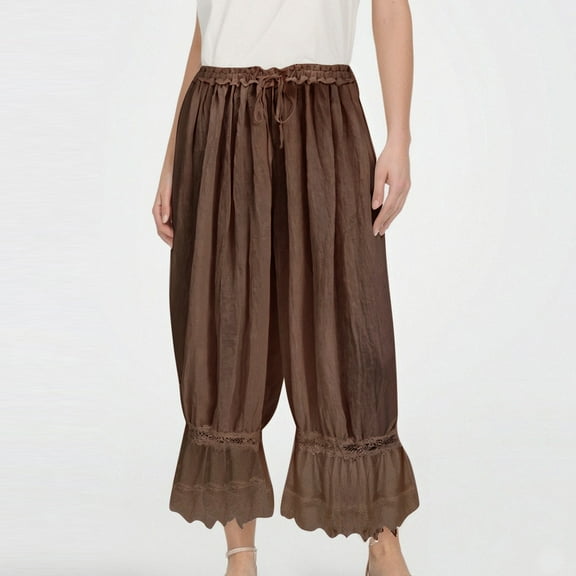 TYGHBN Women's Lace Up Hollow Out Lace Pajamas with Comfortable Mid Length Pants plus Size Cropped Pants for Women Casual Womens Pants for Work Business Casual Womens Paper Bag Pants Casual Athletic