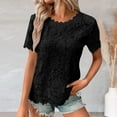 thumbnail image 1 of TYGHBN Women's Lace Top Crochet Crew Neck Short Sleeve Fashion Summer Loose Tee Casual T Shirt Womens Long Sleeve Tops Polyester Workout Shirts Loose Womens Long Sleeve Compression Shirt Womens Short, 1 of 4
