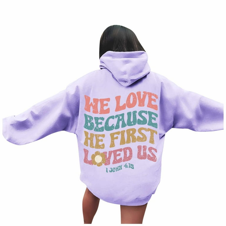 TYGHBN Women's Letter Print Hoodies Long Sleeved with