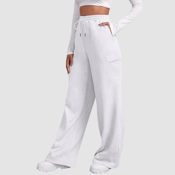 TYGHBN Women’s Lined Sweatpants Wide Straight Leg Pants Bottom Sweatpants Joggers Pants Workout High Waisted Yoga Pants with Pockets Wide Legged Pant Casual Pants for Women Summer Womens plus Size