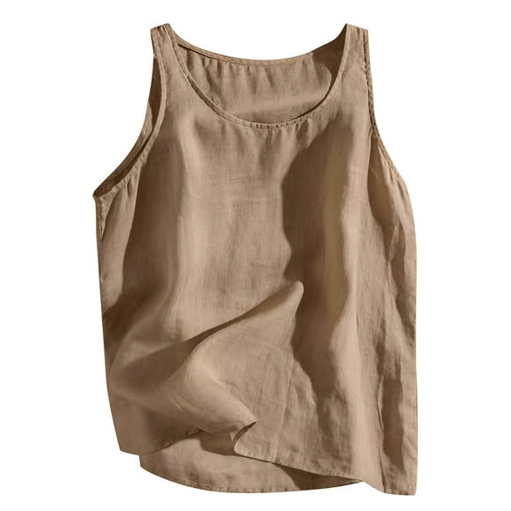 TYGHBN Women's Linen Loose Fit Casual Sleeveless Tank Top Stylish Plus Size Undershirt for Daily Wear Wardrobe Top High Neck Top Fancy Top Women Crop Top Crop Top Petite Womens Training Top Lace 1975