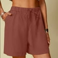 thumbnail image 1 of TYGHBN Women's Linen Shorts Solid Color Comfortable Wide Leg Leisure Shorts Five Eighths Pants Womens Business Casual Pants with Pockets Pants Women Casual Short Women Leggings Pants Casual Lace, 1 of 4