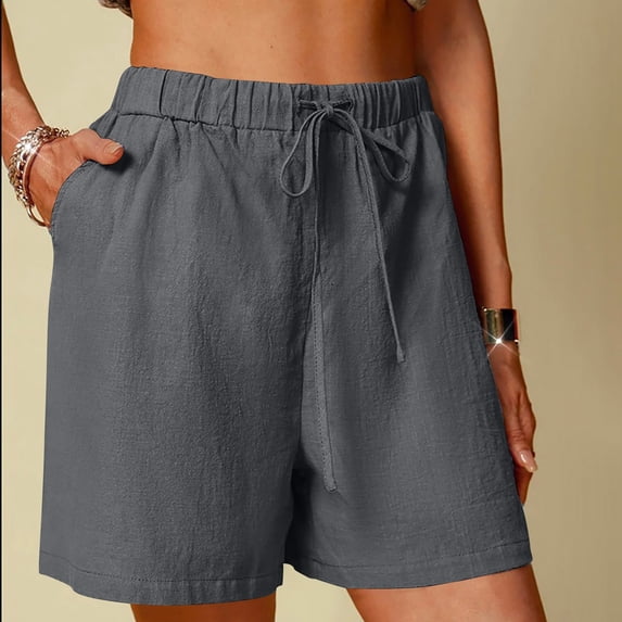 TYGHBN Women's Linen Shorts Solid Color Comfortable Wide Leg Leisure Shorts Five Eighths Pants Womens Casual Pants Linen Women Dressy Casual Soft Pants Women Casual Women Pants Casual Boot Cut Cabana