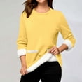 thumbnail image 1 of TYGHBN Women's Long Sleeve Round Neck Pocket Solid Color Pullover Sweatshirt with Thick Warm Shirt Winter Top Casual Top Extra Large Sweatshirts Women French Tops Women Blouse Shirt Sweatshirt Womens, 1 of 3