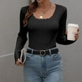 thumbnail image 1 of TYGHBN Women's Long Sleeve Square Neck T Shirt Autumn Casual Basic Slim Fit Knit Sweater Tops Women's Shirt Athletic V Neck Shirts Women T Shirts Women Set Women Medium Shirts Summer Casual Tops for, 1 of 4