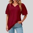 thumbnail image 1 of TYGHBN Women's Loose V Neck Short Sleeve Puffed Casual T Shirt Women Shirt Loose Womens Tops Short Sleeve Loose Fit Womens Casual Tees Long Sleeve Woman Shirts Handstand Shirt Long Sleeve Womens, 1 of 7
