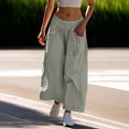 thumbnail image 1 of TYGHBN Women's Loose Wide Leg Track Pants Drawstring Pockets Elastic Waist Capri Hiking Pants Dress Pants for Women Business Casual with Pockets Came Sweatpants for Women Womens Pants with Pockets, 1 of 4