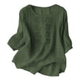 thumbnail image 1 of TYGHBN Women's Neck Floral Embroidered T Shirt Casual Summer Top for Daily Vacation Wear with Pure Color Design Womens Shirt Big Shirt Womens Athletic Tops Short Sleeve Womens Short Sleeve T Shirt, 1 of 3