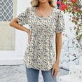 thumbnail image 1 of TYGHBN Women's New Round Neck Floral Solid Color Top Over Short Sleeve Loose T Shirt Loose Women Workout Loose Tops Women Casual V Neck Women Pack of Turtle Neck Top for Women Stretch Athletic Long, 1 of 2