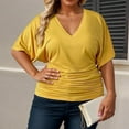 thumbnail image 1 of TYGHBN Women's Plus Size V Neck T Shirt Casual Stretchy Waist Comfortable Summer Fall Top for Everyday Wear with Jeans Women Running T Shirt Shirts for Women Pack Teen T Shirt Turtle Neck Top for, 1 of 4