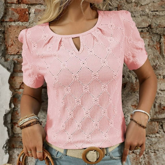 TYGHBN Women's Round Neck T Shirt with Ruching Detail for Casual Home and Outdoor Wear Comfortable Spring Summer Top Pairs Perfectly with Jeans Womens Long Sleeve Spandex T Shirt T Shirts for Women