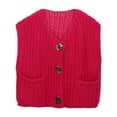 thumbnail image 1 of TYGHBN Women's Sleeveless Solid Color Pocket Button Knit Cardigan Vest Style Short Outerwear for Spring and Summer Long Open Cardigan Sweater Patterned Sweaters for Women Womens Cardigan plus down, 1 of 7