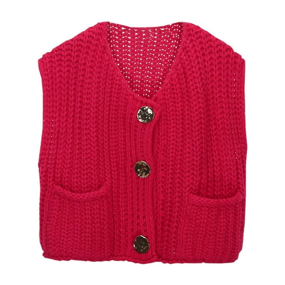TYGHBN Women's Sleeveless Solid Color Pocket Button Knit Cardigan Vest Style Short Outerwear for Spring and Summer Long Open Cardigan Sweater Patterned Sweaters for Women Womens Cardigan plus down