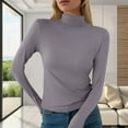 thumbnail image 1 of TYGHBN Women's Slim Fit Turtleneck Top Long Sleeve Lightweight Double Faced Bottoming Shirt Long Sleeve T Shirts for Women Womens Active Shirt New Day Shirt Swim Tops Cute Summer Top Womens Long, 1 of 3