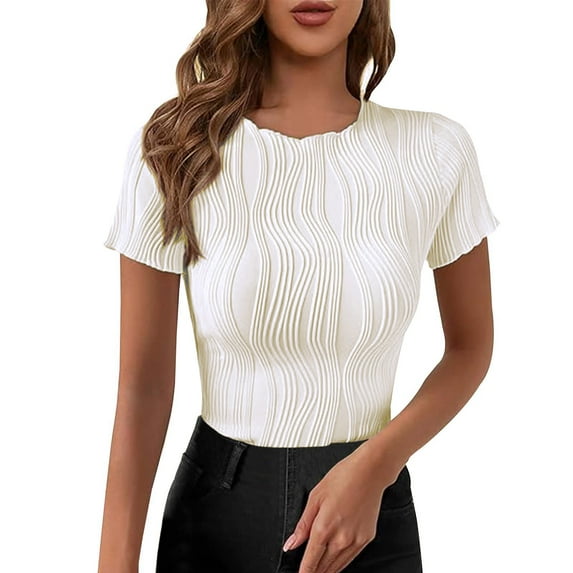 TYGHBN Women's Solid Color Short Casual Slim Fit Top Long Sleeve Polyester Shirt Women Cute Summer Tops Womens Casual Work Tops Long Sleeve Tee Shirt Plain Casual T Shirts for Women Long Tee Shirt