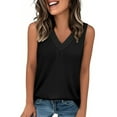 thumbnail image 1 of TYGHBN Women's Solid Color Vest V Neck T Shirt Fashionable Sleeveless Top Womens Baseball Tee Active Jacket Women Women Tops Spandex Long Sleeve for Women Ladies Football Shirts Woman Shirts Short, 1 of 4
